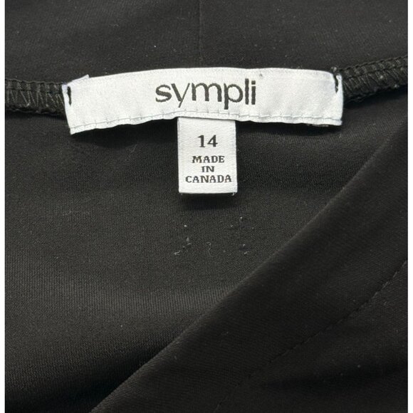 Sympli Classic Black Tunic V-Neck 3/4 Sleeves Stretchy Jersey Knit Top Size 14 - Picture 6 of 9